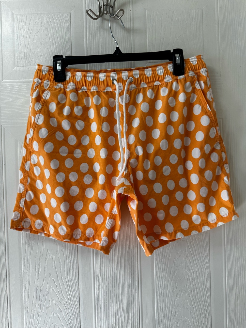 J. Crew Orange Swim Trunks with White Polka Dots